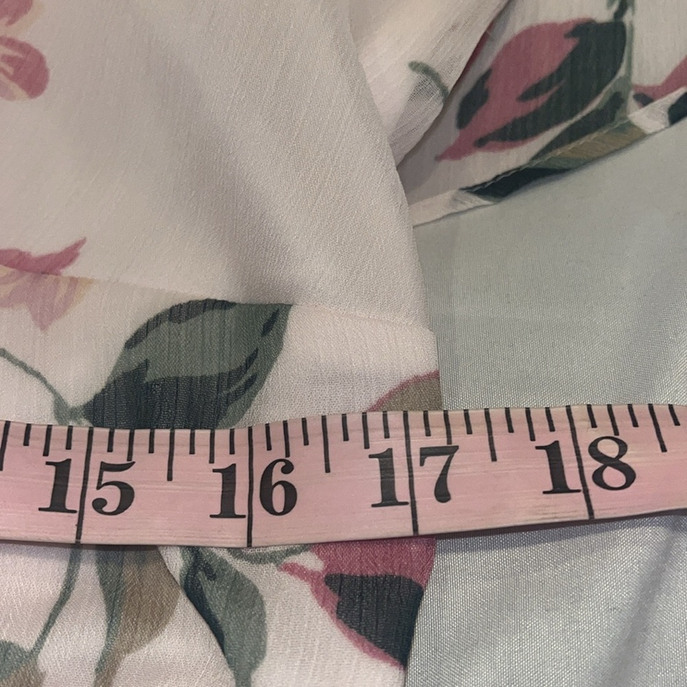 Calvin Klein Women’s Pink Floral Caplet Flutter Sleeves Maxi Chiffon Dress Sz 12 - Picture 8 of 12